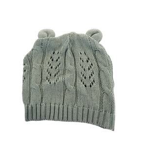 Cozy Elegant Baby Sage Knit Bear Ear Beanie 0-12M